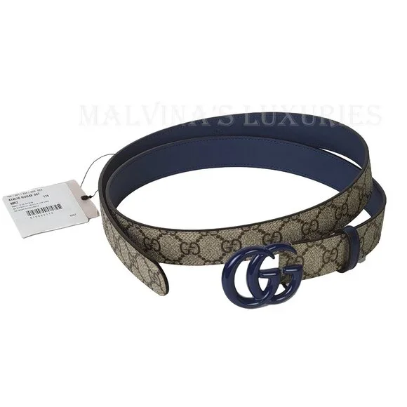 GUCCI BELT 414516 GG LOGO SUPREME MONOGRAM BLUE MARMONT BUCKLE UNISEX 115 / 46 - Picture 10 of 16